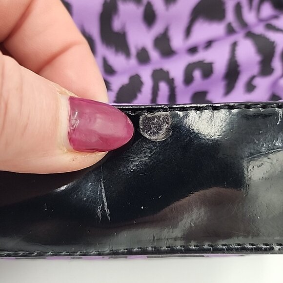 Betsey Johnson Handbag Purple Black Gold Leopard Cheetah Crossbody Bag Purse - Picture 6 of 7